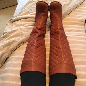 Brown, faux leather, tall, boots