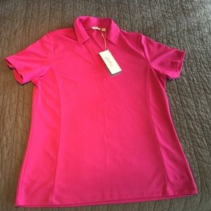 Short sleeve ladies golf shirt fuschia