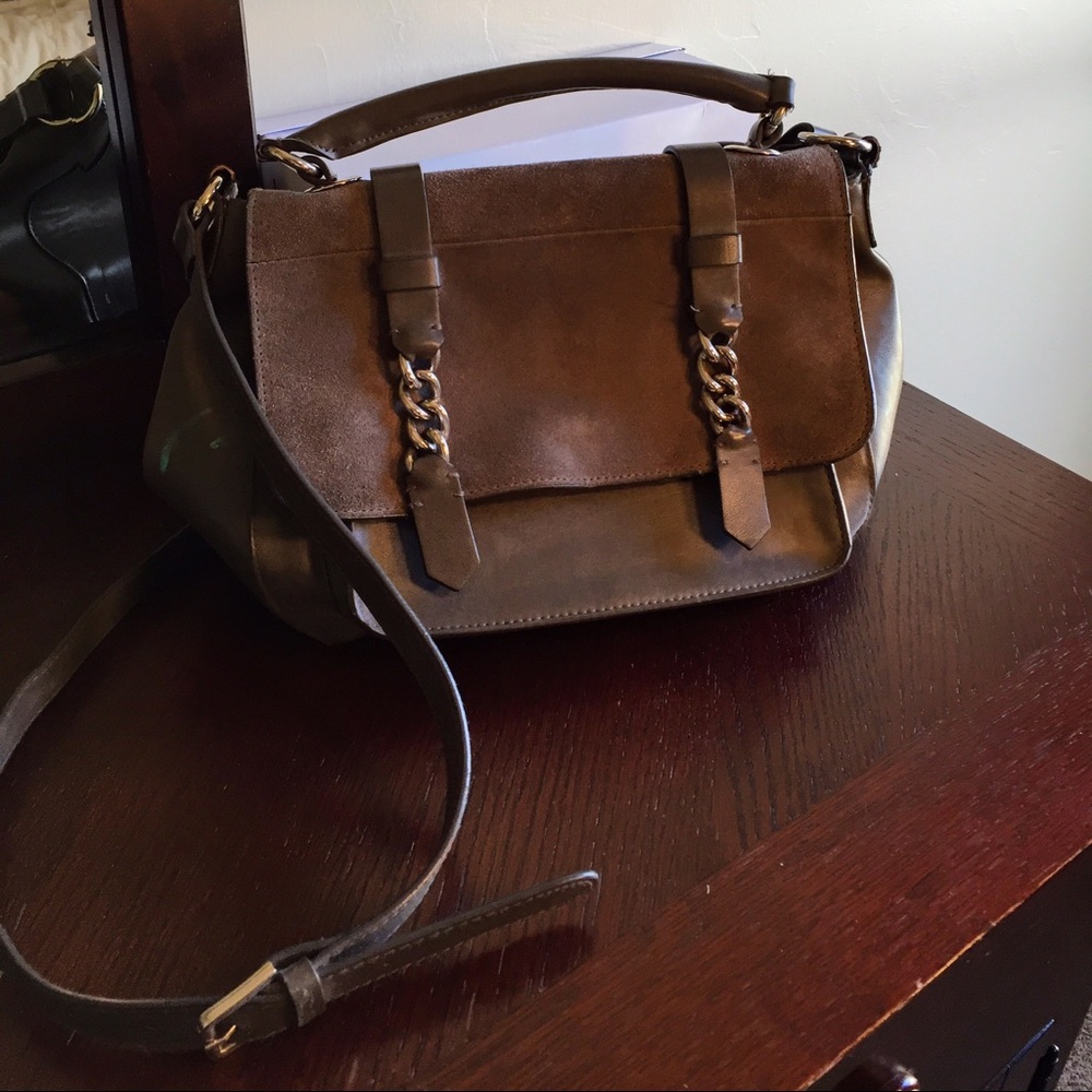 Grey leather/suede purse
