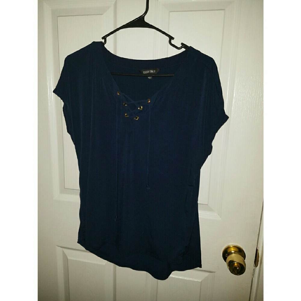 Navy short sleeve blouse