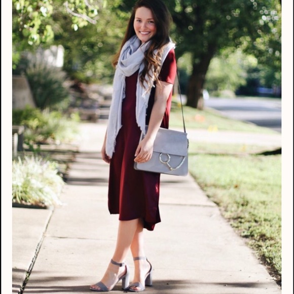 ASOS Dresses & Skirts - ASOS Oxblood Satin Front T-Shirt Dress