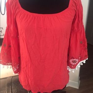 Red boho festival top