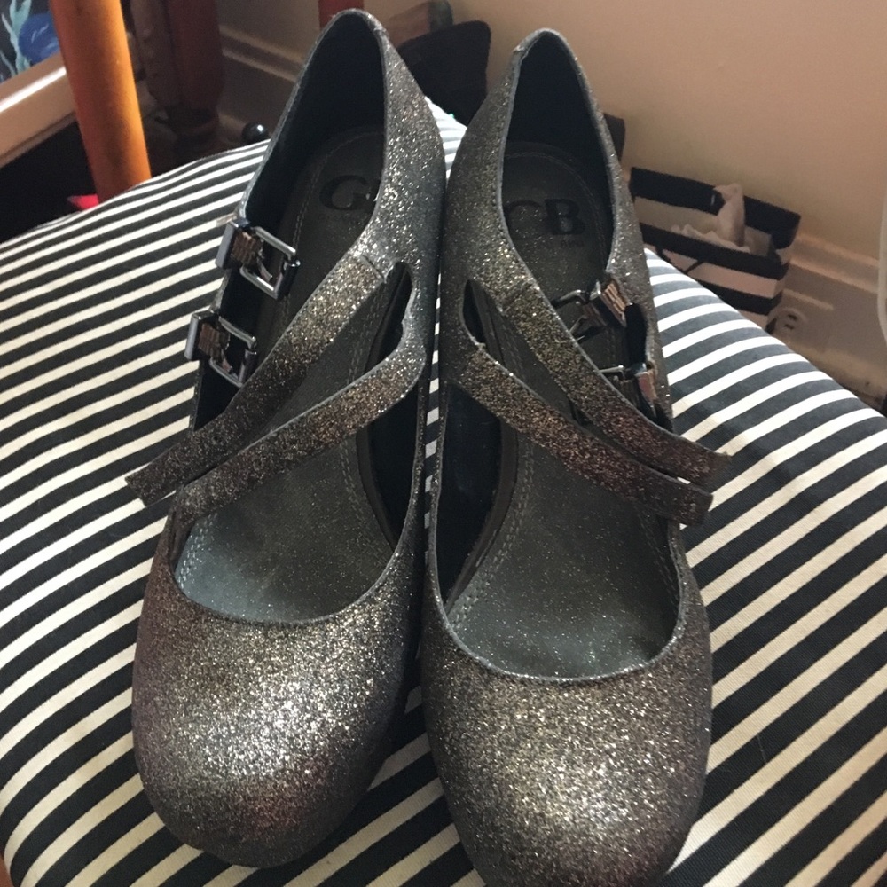 Glamorous Glitter Two-Strap Heels