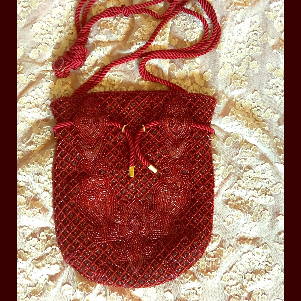 ❤️Beautiful Sweetheart Hand-Beaded Drawstring Bag❤️