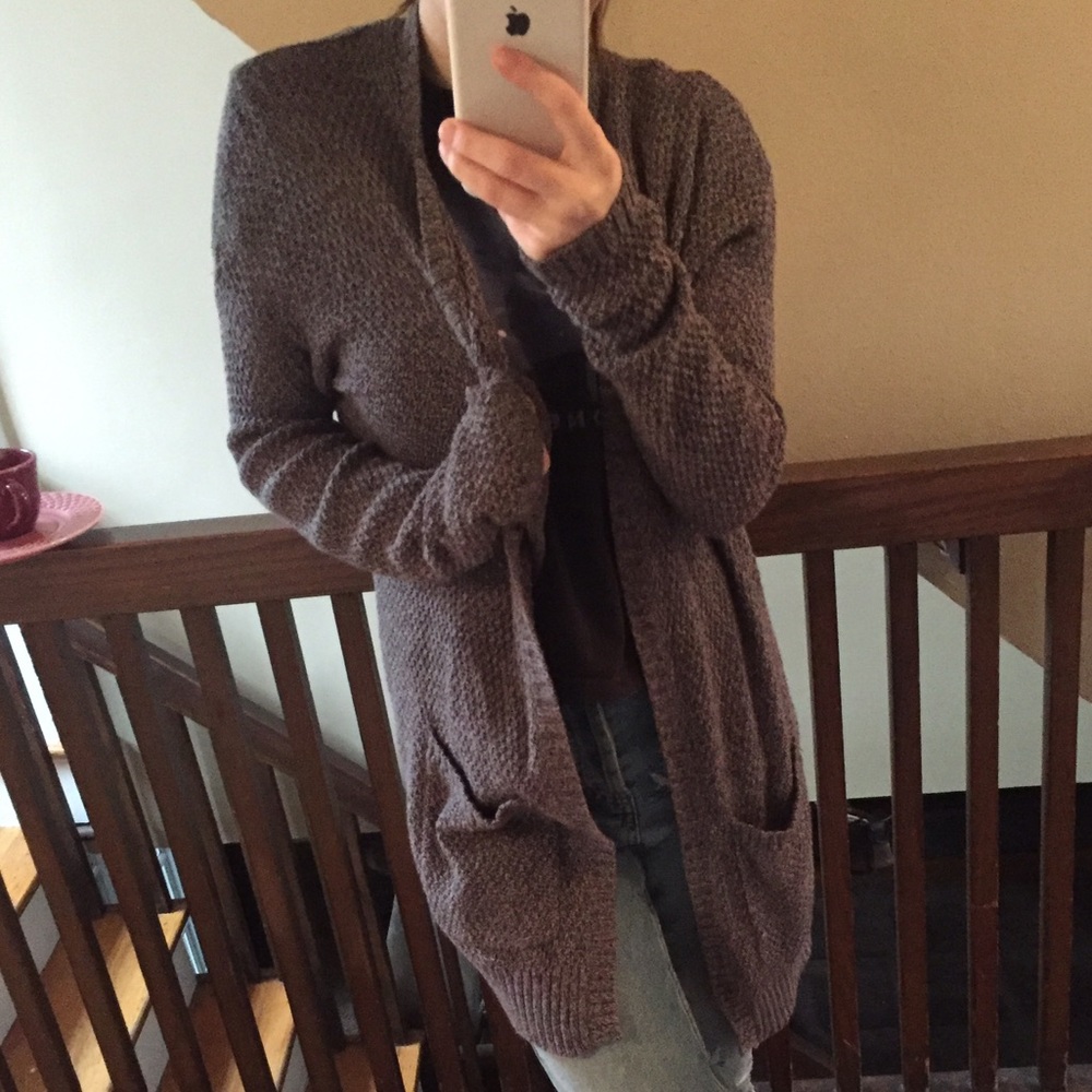 long knitted sweater