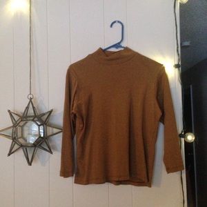 rustic orange shimmer mock turtleneck