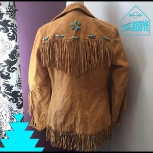RESERVED Fringe Jacket w Turquoise Beading