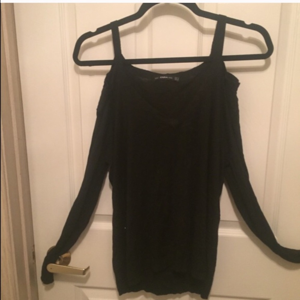 Zara strappy off the shoulder V-neck sweater