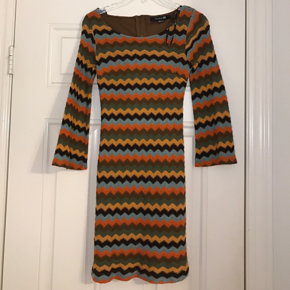 Forever 21 Multi Color Zig-Zag Dress