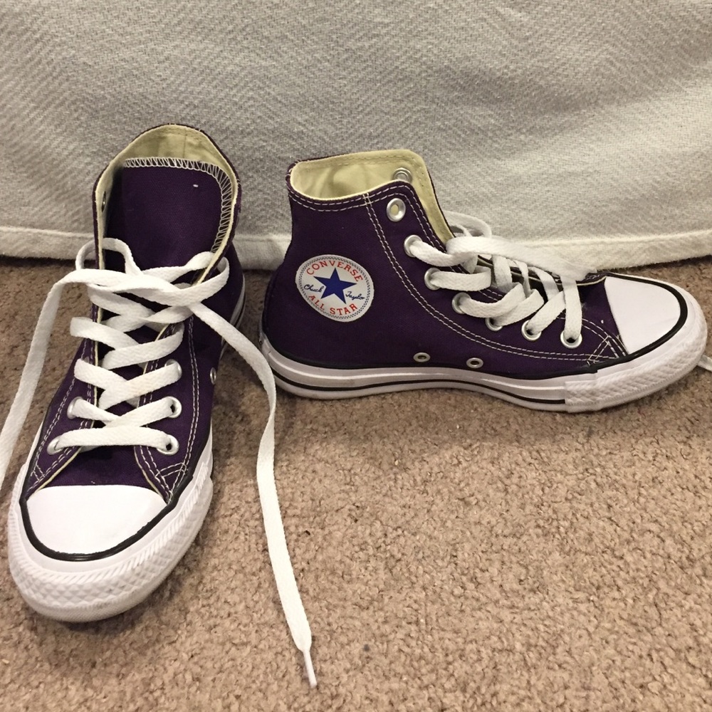 Dark purple high top Converse