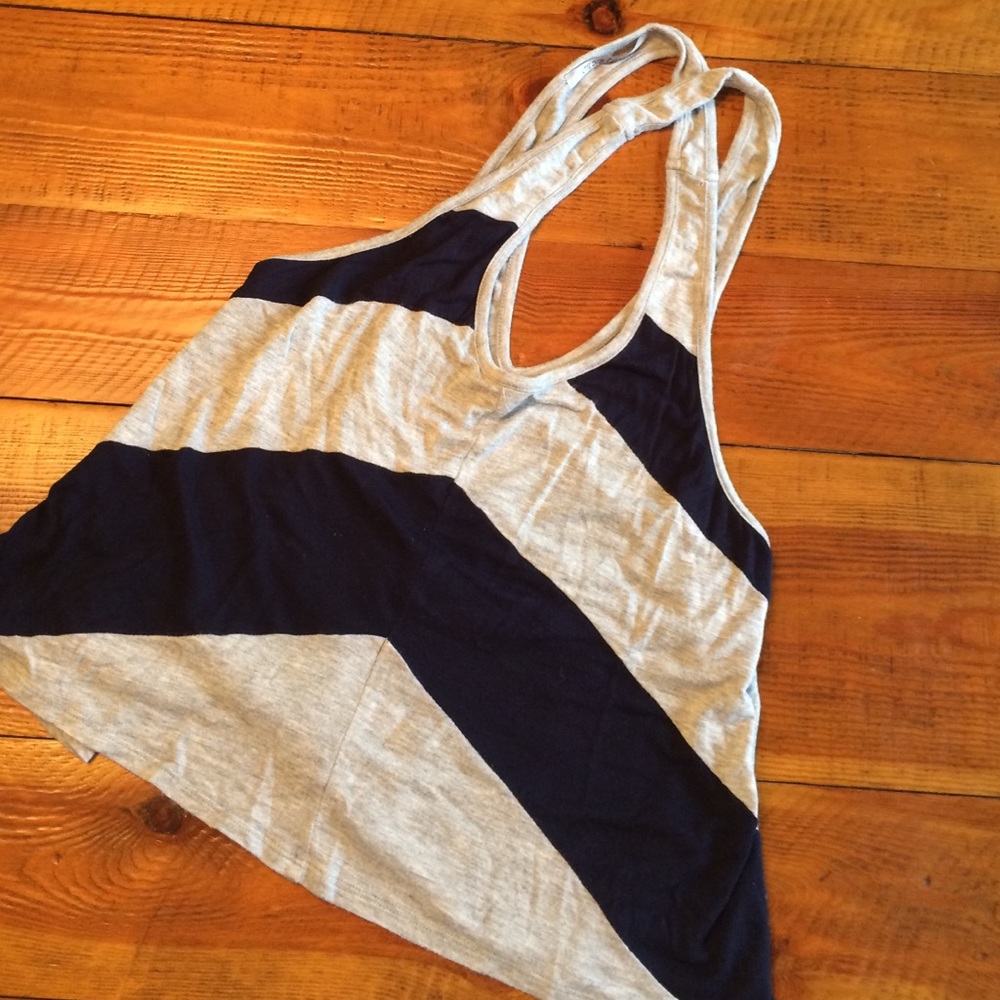 Crystal K Navy and Grey Crop Top