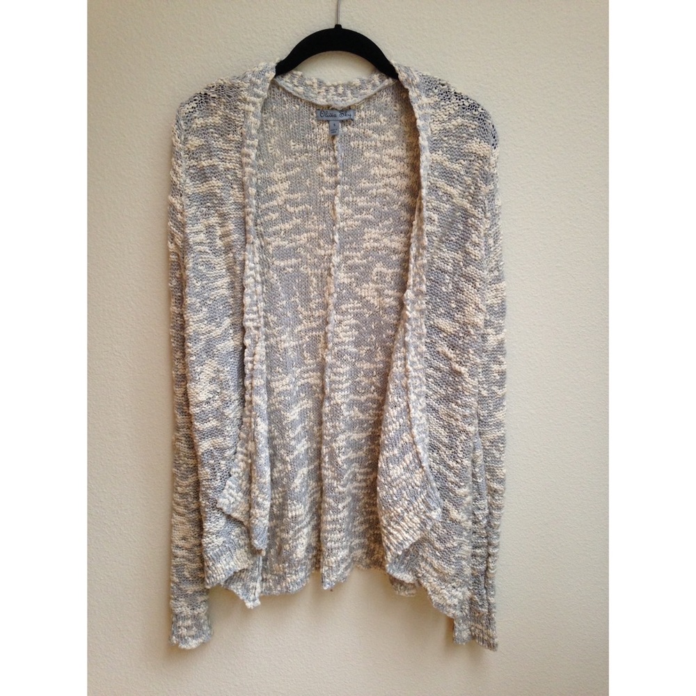 Olivia Sky Gray Cream Knit Cardigan Sweater Women’s Size Small S