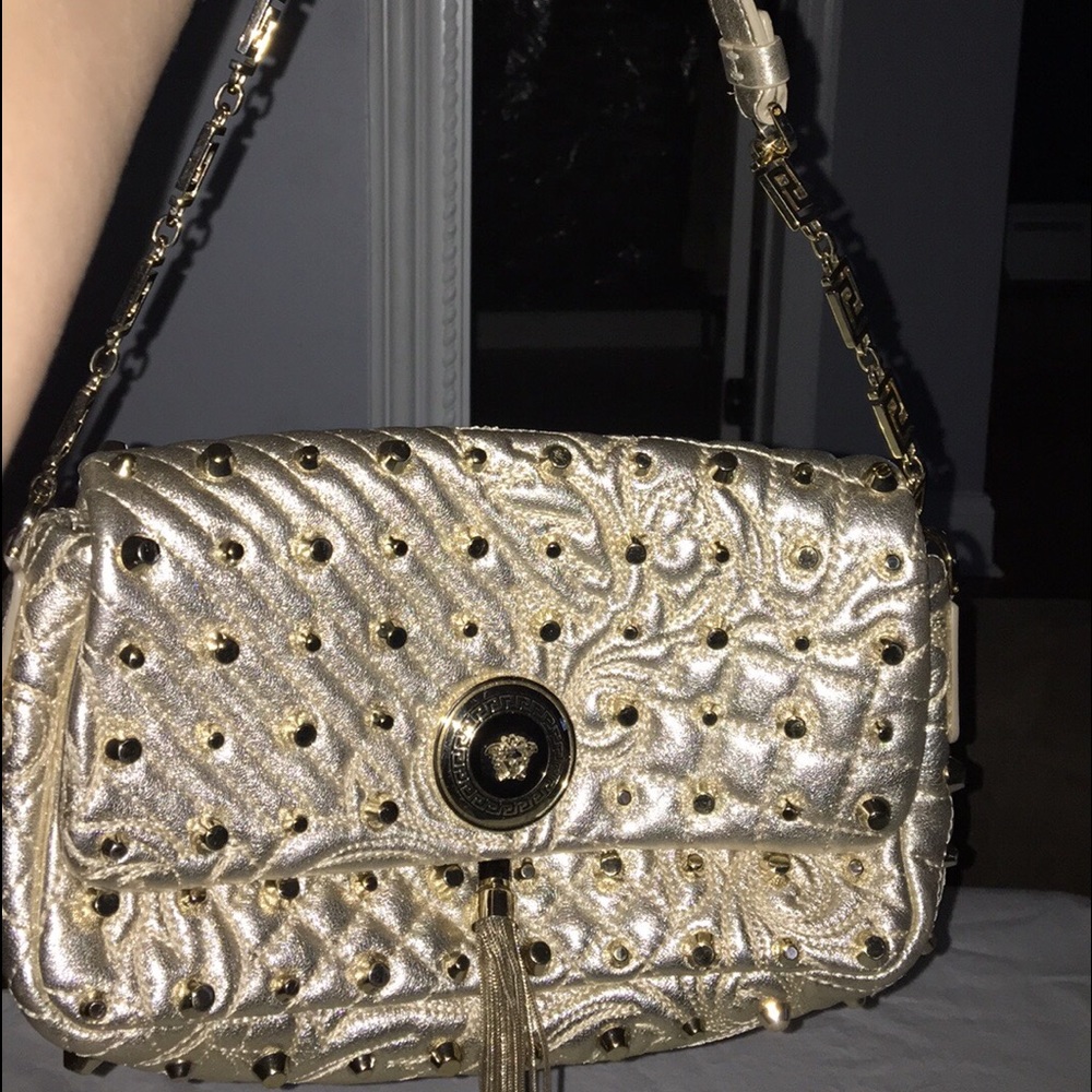 Versace vanitas bag gold with studs