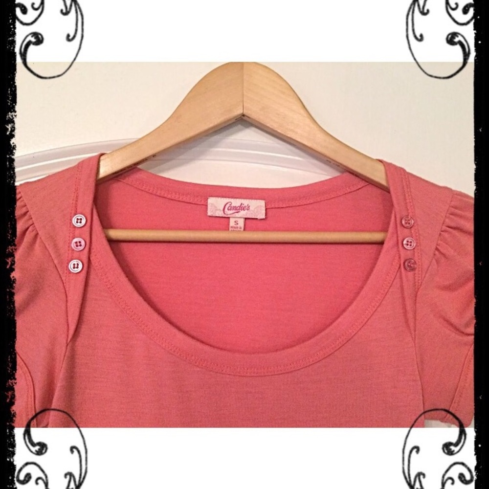 Coral Candie's Button Accented Knit Top