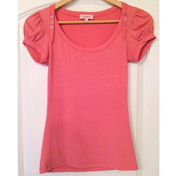 Coral Candie's Button Accented Knit Top - Picture 2 of 4