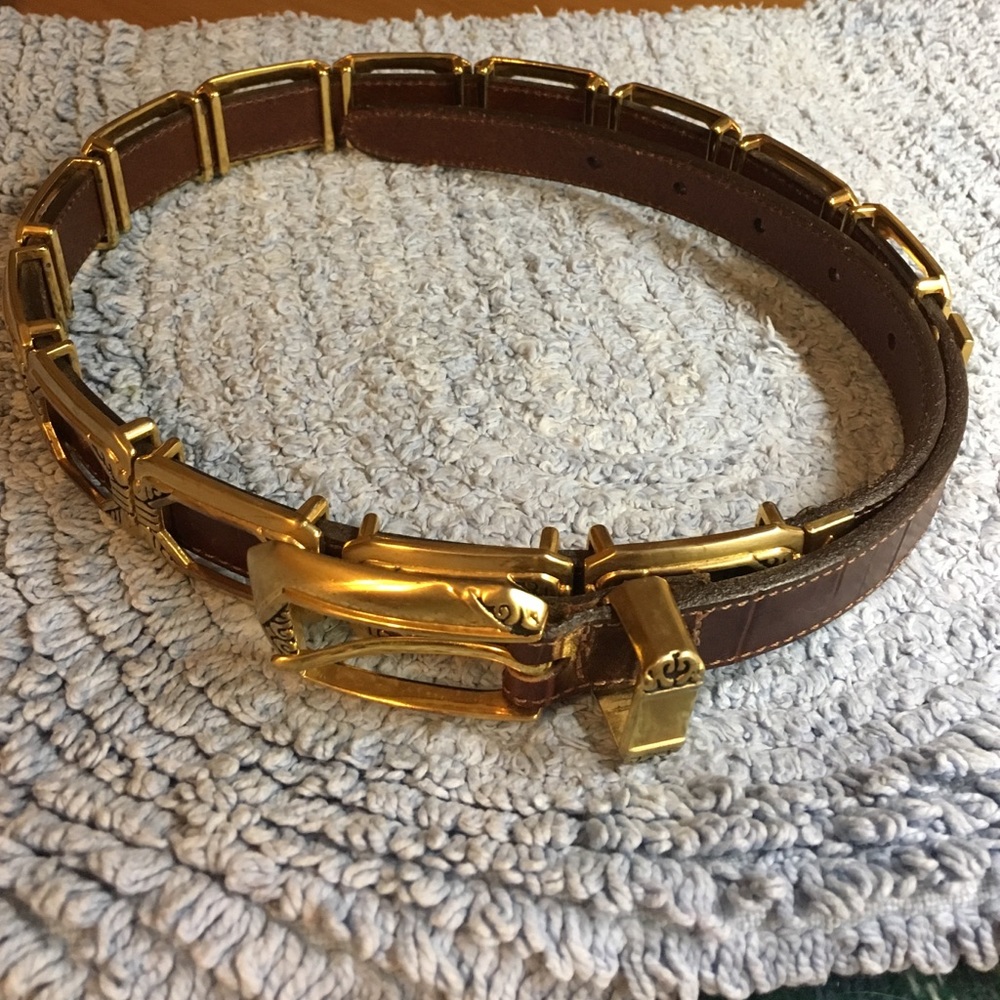 Ladies Brighton belt brown with gold accents
