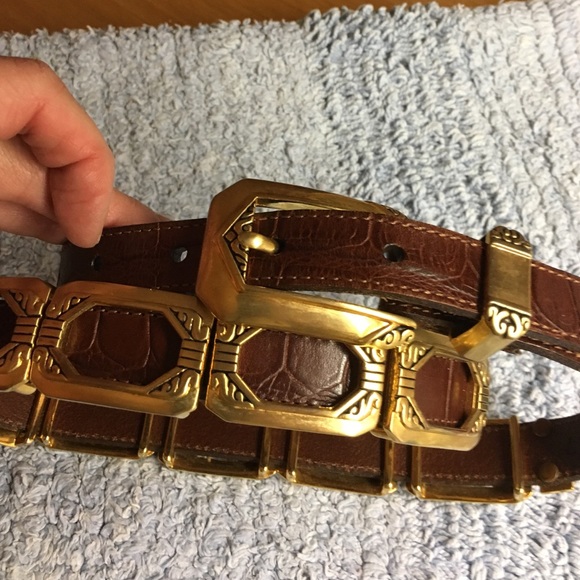 Ladies Brighton belt brown with gold accents - Picture 3 of 4