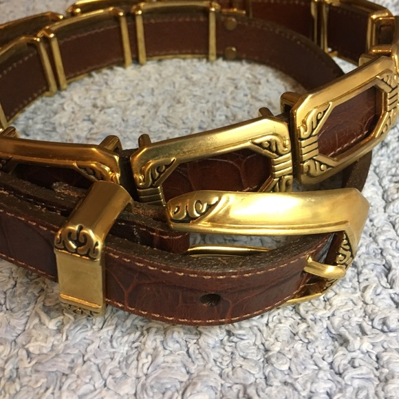 Ladies Brighton belt brown with gold accents - Picture 4 of 4