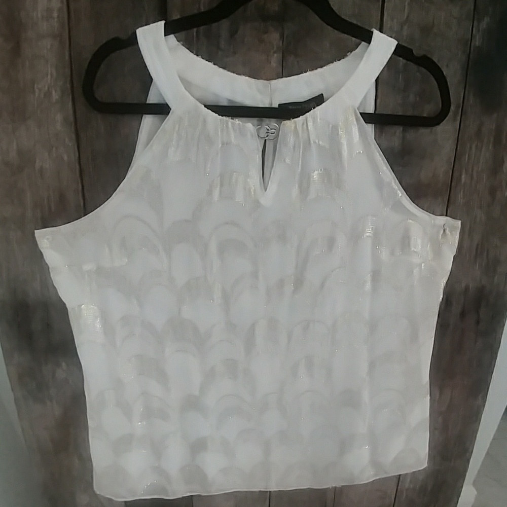 Two Tone Cream and Gold Silk Top