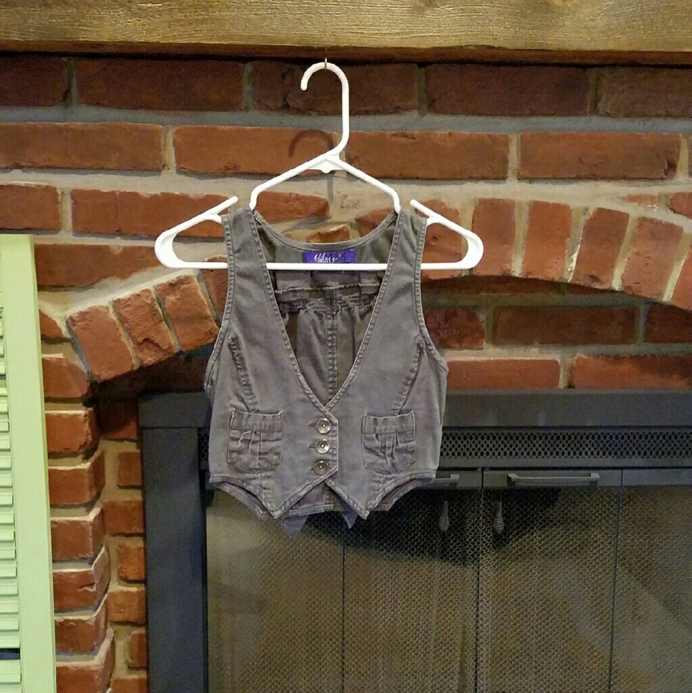 Gray Crop Vest Top