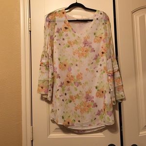 Dress with bell sleeves