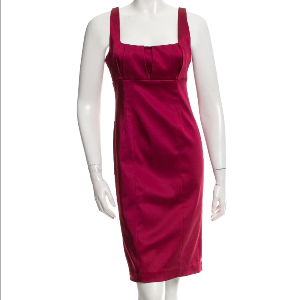 David Meister red silky stretch sleeveless dress