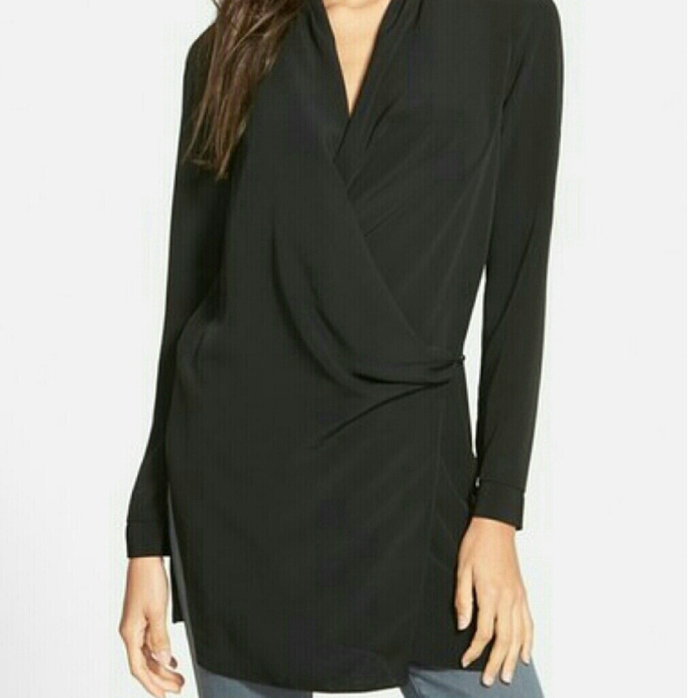 ASTR Nordstrom Long Sleeve Wrap Tunic Blouse