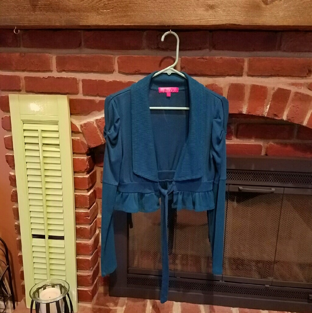 Teal Blue Tie Front Cardigan