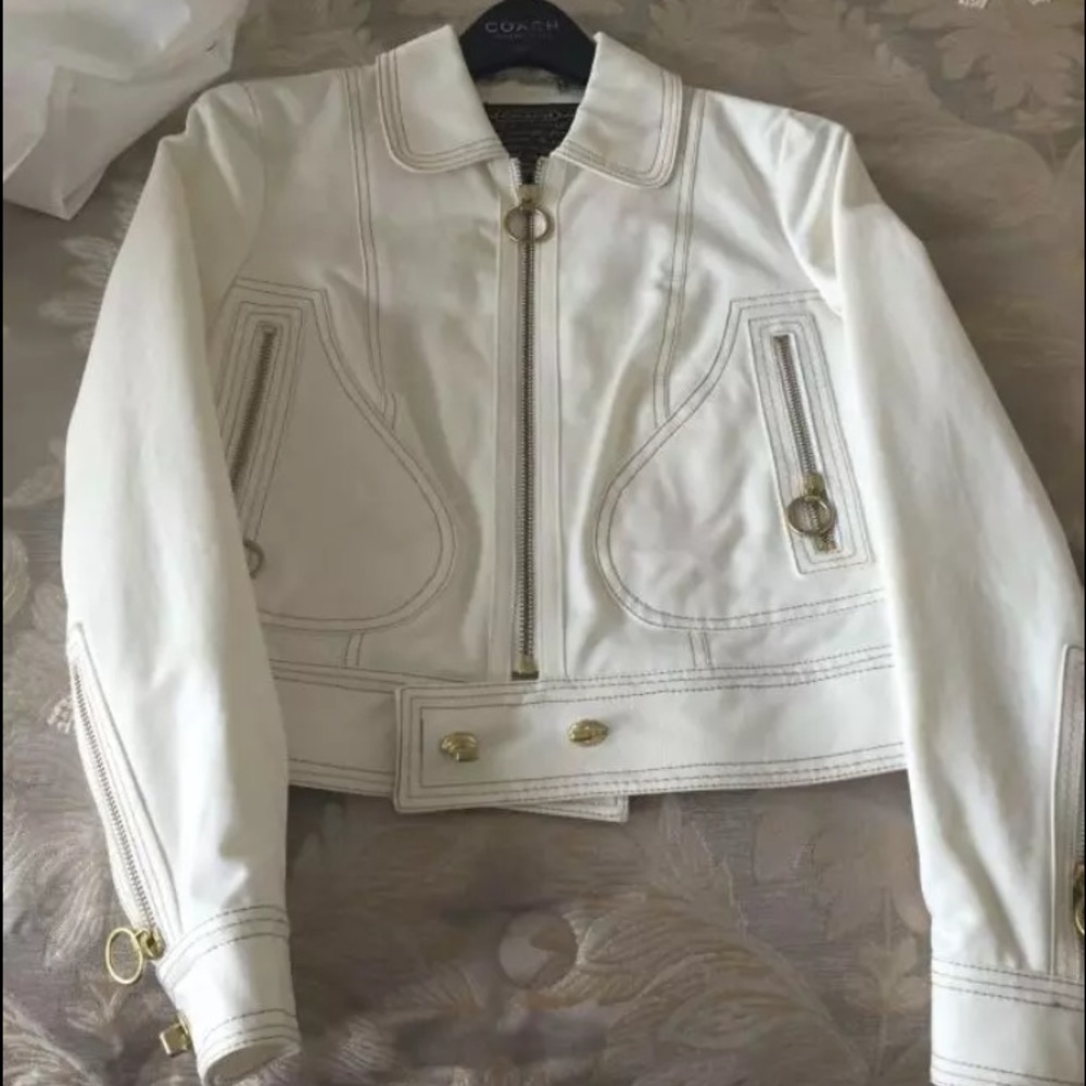White denim coach jacket