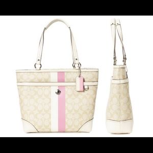 Coach Handbag Heritage Pink Stripe Tote