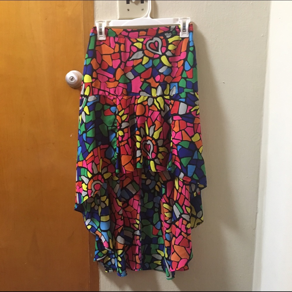 Multicolored high low skirt