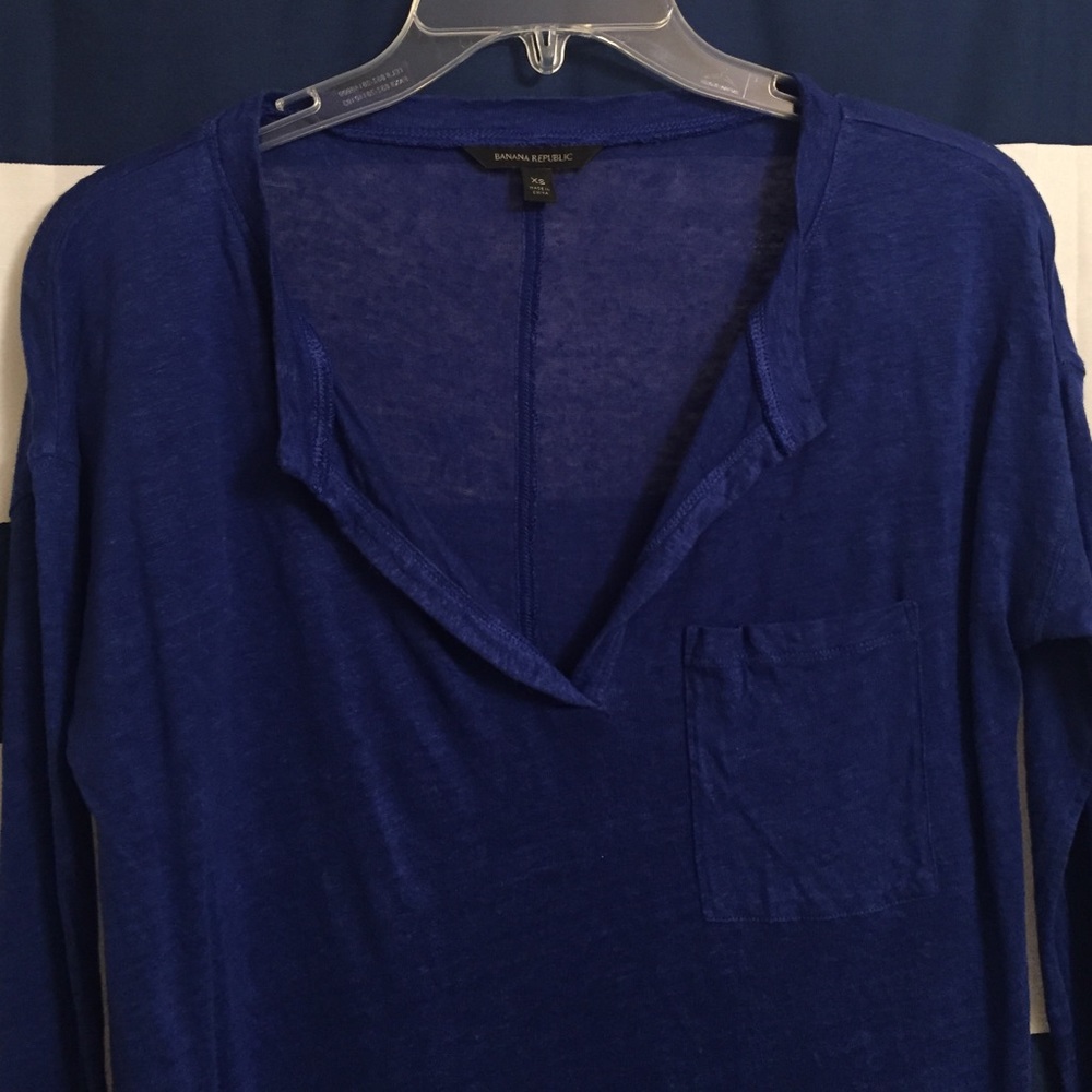 ❗️Hot deal- Linen navy long sleeve top