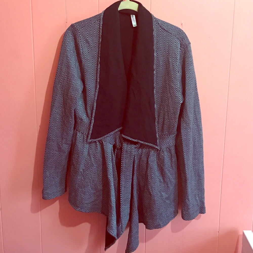 Pink Lotus Herringbone Belted Cardigan Size M