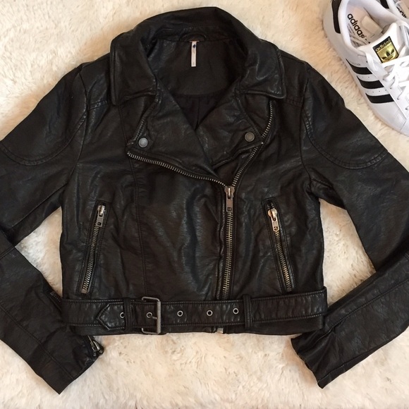 FREE PEOPLE NWOT 🌻 Vegan Leather Moto Jacket - Picture 2 of 4