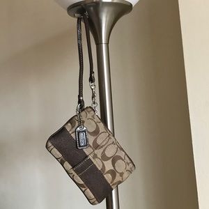 Coach Signature Chocolate Stripe Wristlet