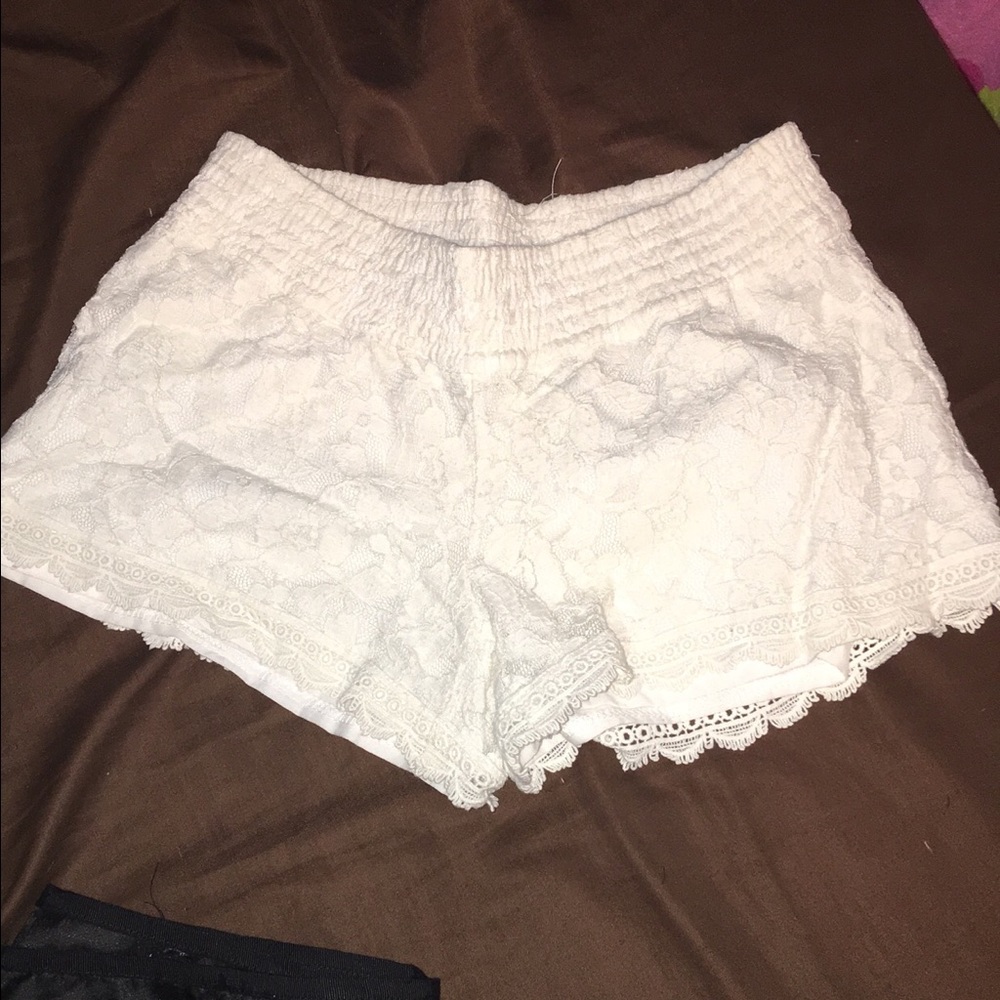White lace shorts