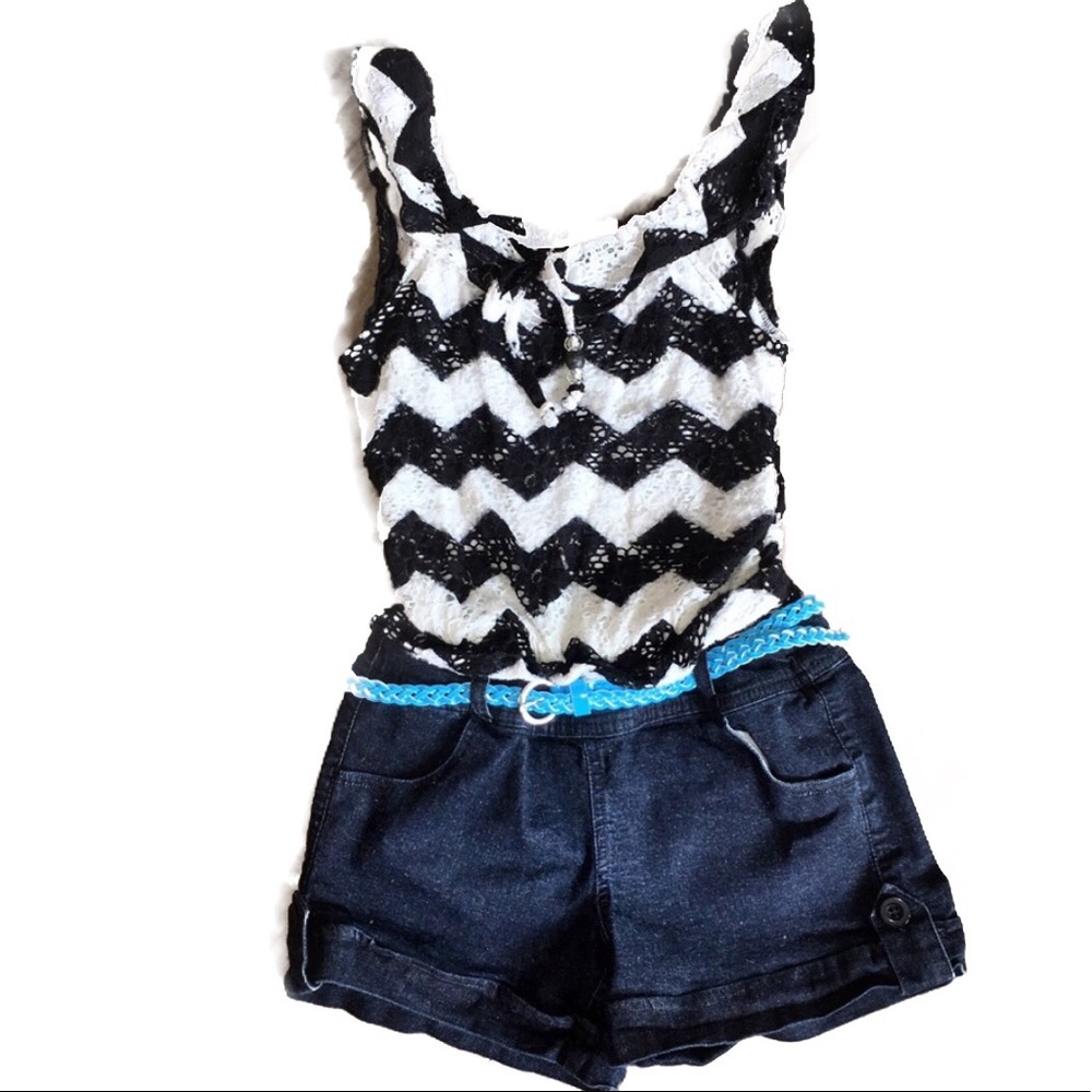 Sequin Hearts Girl's Denim Shorts Jumper Size 8