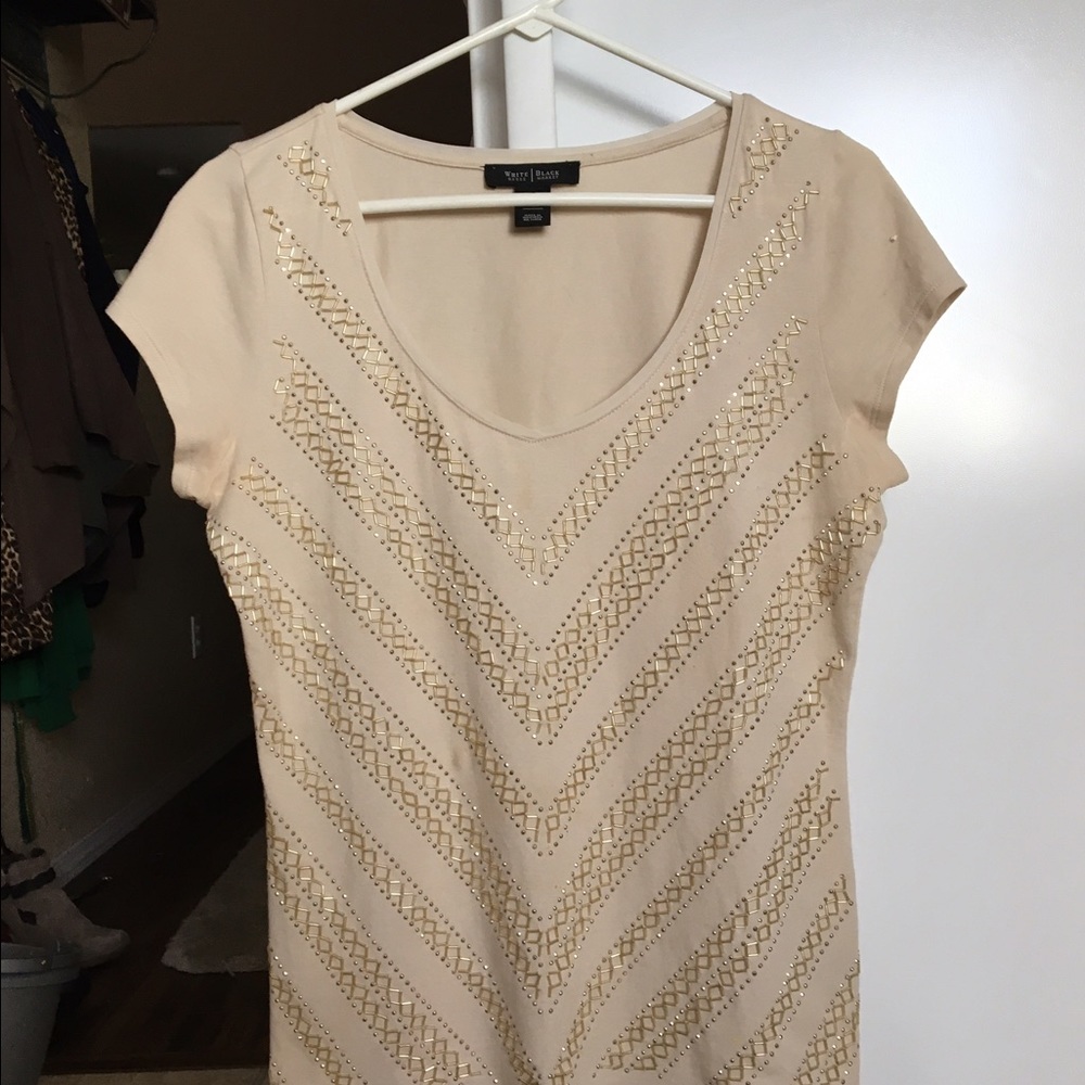White House black market jeweled shirt