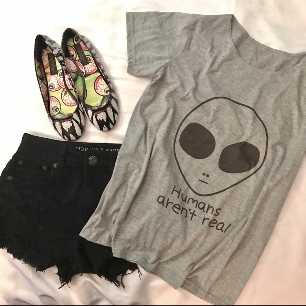 Humans aren't real alien shirt NWT