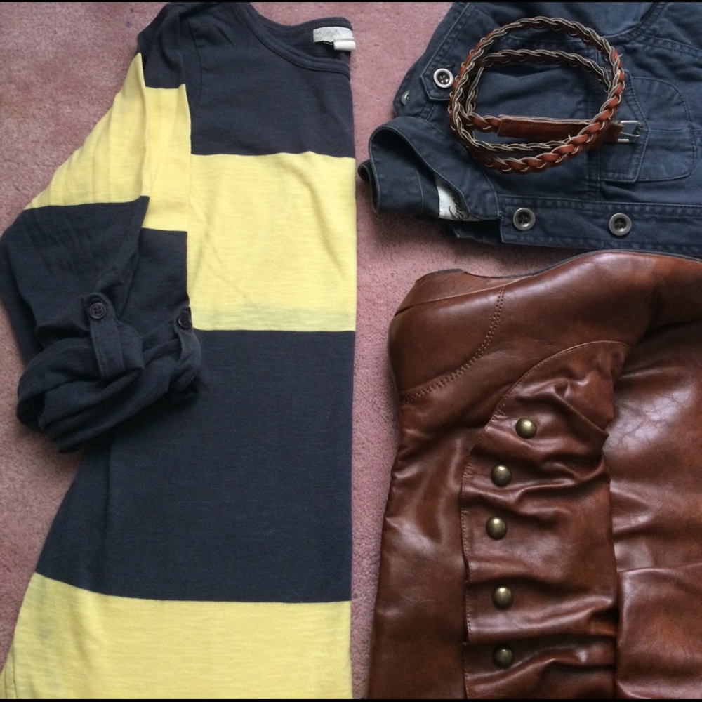 Yellow & gray striped tee