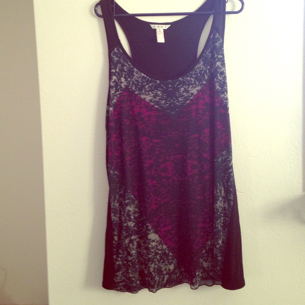 CAbi Racerback Top w/Mesh Overlay