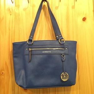 Blue leather Liz Claiborne organized purse