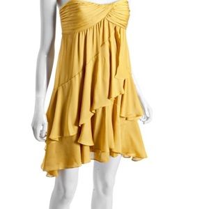 BCBG Maxazria Strapless Bamboo Yellow Dress Size 2