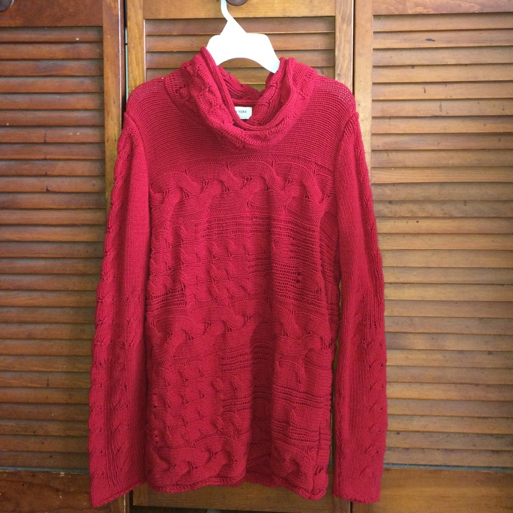 Red Cowel Neck Sweater
