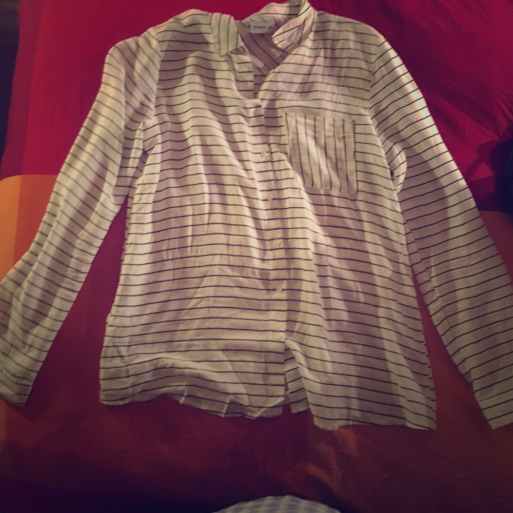 Pull and Bear Black and white striped blouse