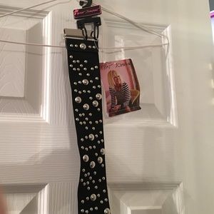 Betsey Johnson black studded stretch belt NWT