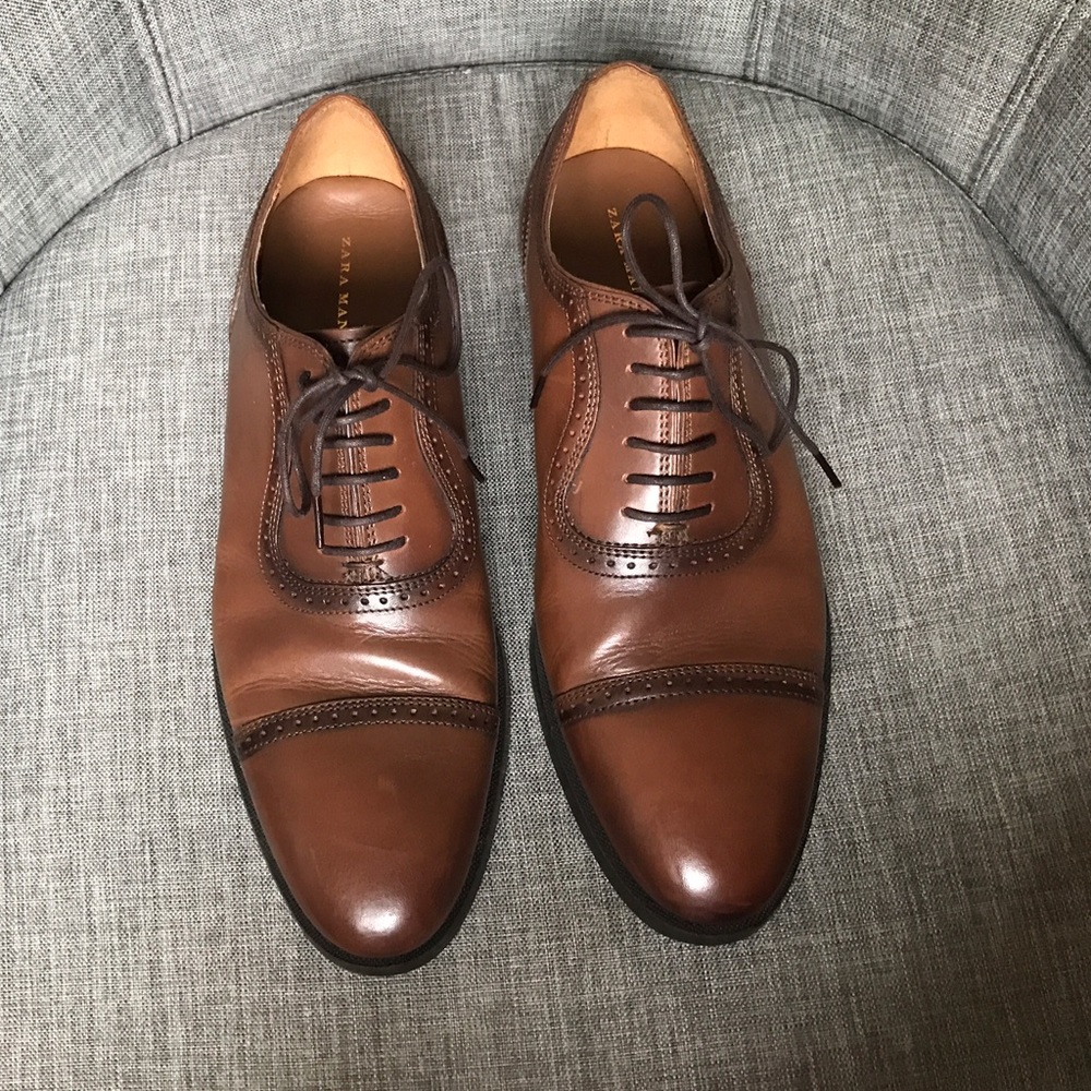 ZARA man brown genuine leather oxfords - SOLD