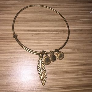 Alex & ani gold feather charm bangle