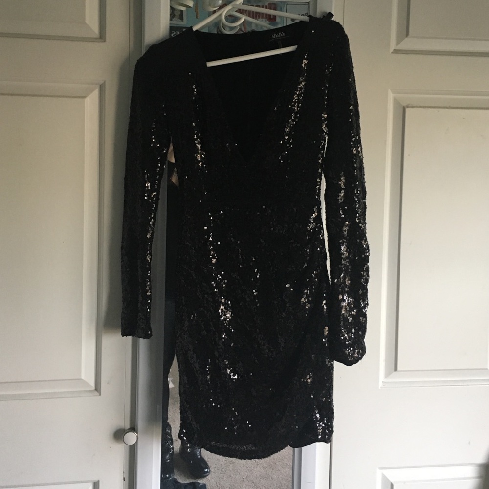 Black Sequin Dress- Lulu's, Medium