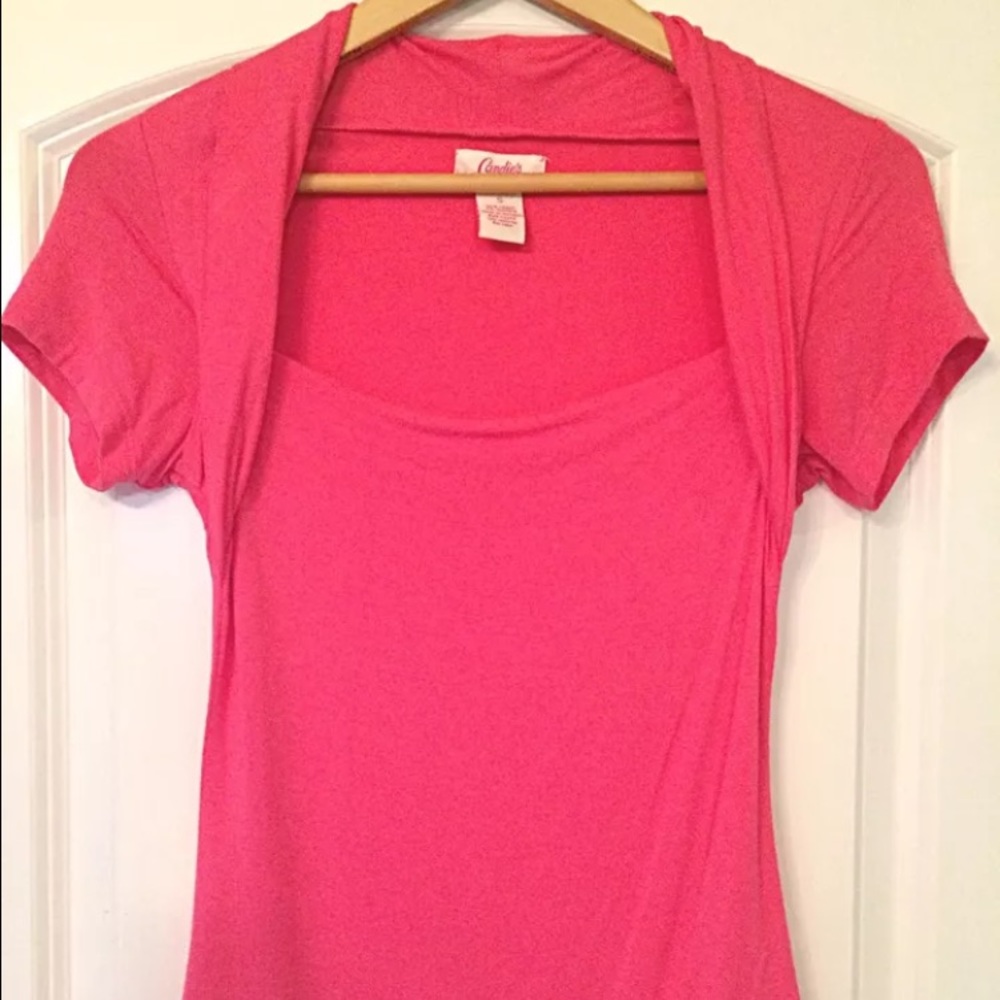 Pink Candie's Shawl Collar Knit Stretch Top